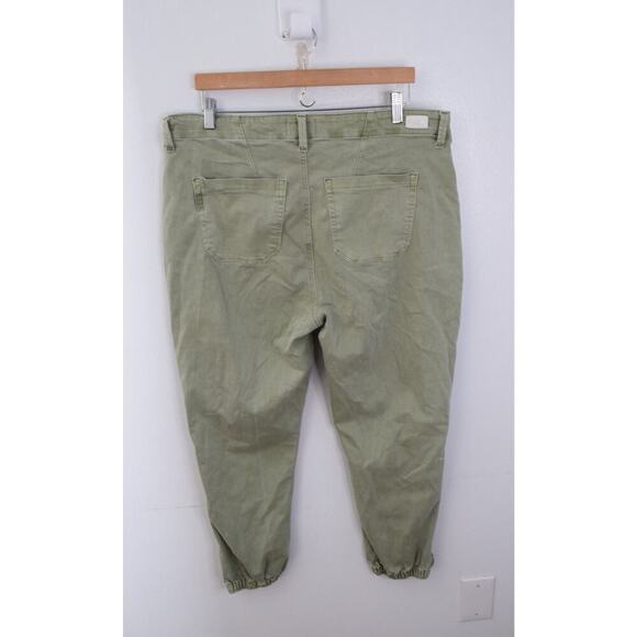 Paige Mayslie Jogger Womens 34 Green Denim Bottom Zip Stretch - Picture 2 of 5